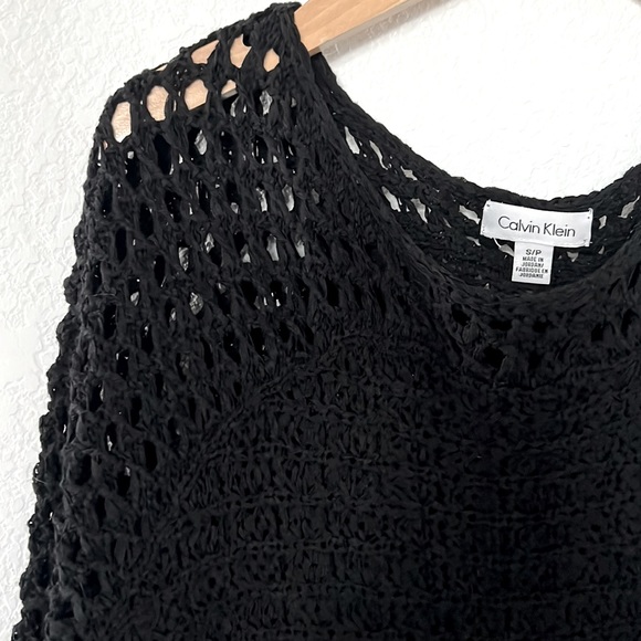 Calvin Klein Crochet Sweater Blouse Black Size Small Preowned - Picture 3 of 9